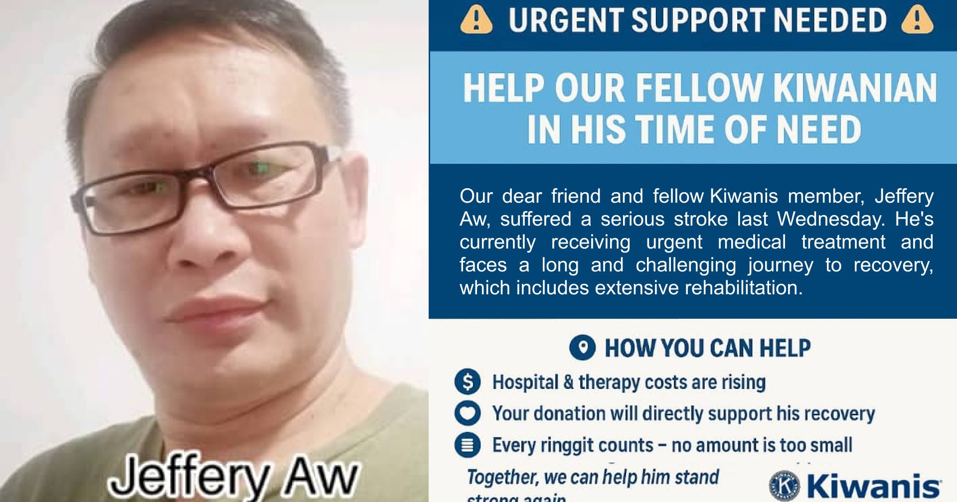 Support Jeffery Aw's Stroke Recovery